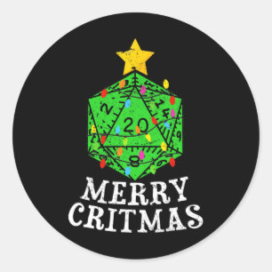 Merry Critmas D20 Rpg Christmas Tree Rpg Gamer Gam Classic Round Sticker