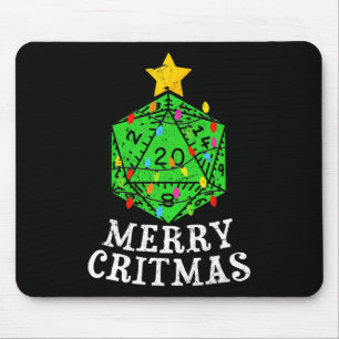 Merry Critmas D20 Rpg Christmas Tree Rpg Gamer Gam Mouse Pad