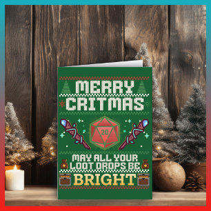 Merry Critmas   Mage Ugly Sweater Design Blank Card