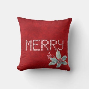Merry Cross Stitching and Berries Cushion