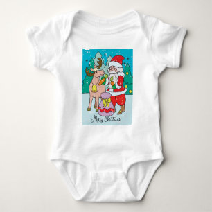 Merry Crostmas, Santa claus Baby Bodysuit