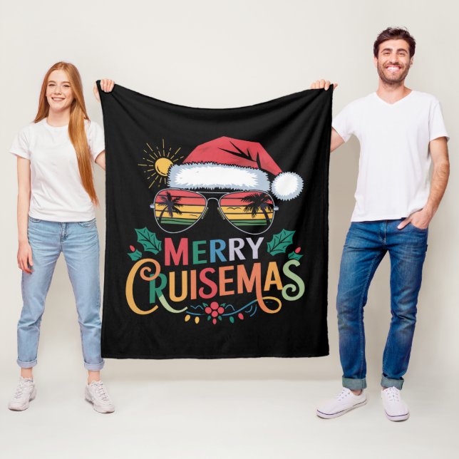 Merry Cruisemas 2024 Christmas Santa Reindeer  Fleece Blanket (In Situ)