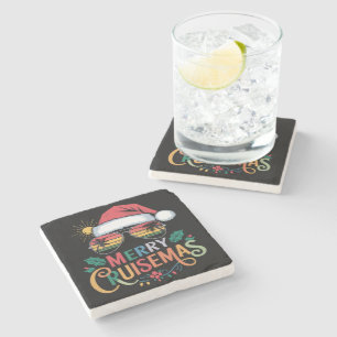 Merry Cruisemas 2024 Christmas Santa Reindeer  Stone Coaster