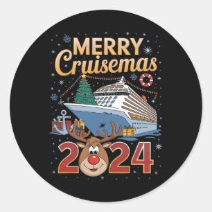 Merry Cruisemas 2024 Cruise Christmas Rudolph Xmas Classic Round Sticker