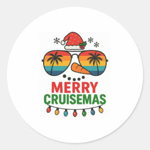 Merry Cruisemas 2025 Christmas Santa Snowman Funny Classic Round Sticker