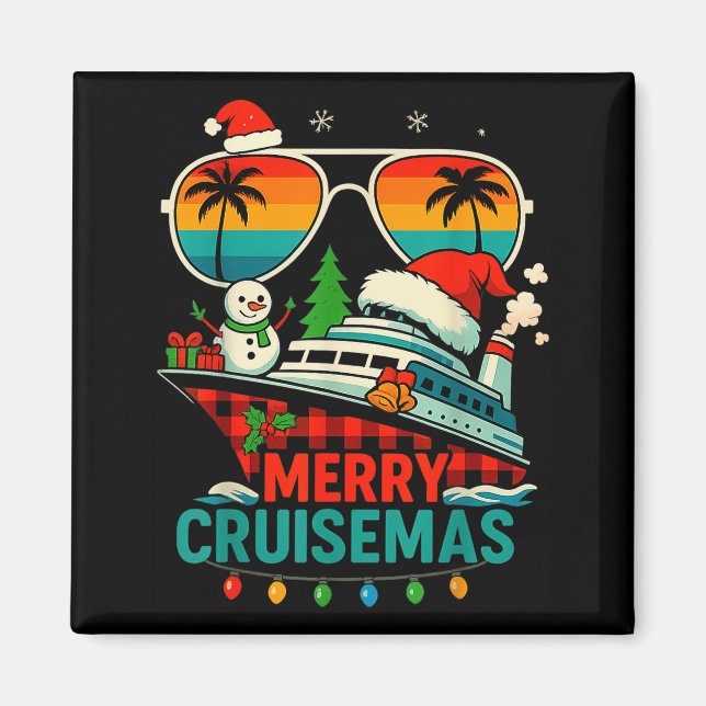 Merry Cruisemas 2025 Christmas Santa Snowman Funny Magnet (Front)