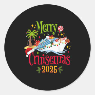 Merry Cruisemas 2025 Family Pyjamas Cruise Lights Classic Round Sticker