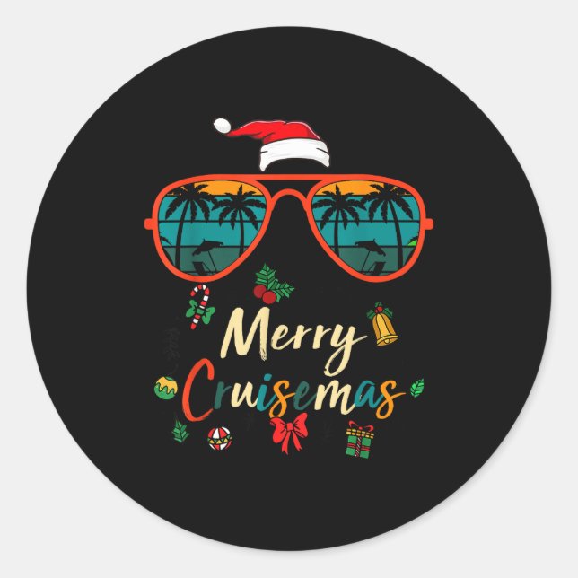 Merry Cruisemas 2025 Xmas Santa Reindeer Cruise Ma Classic Round Sticker (Front)