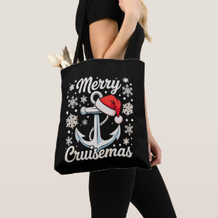 Merry Cruisemas Anchor Santa Hat Christmas Cruise Tote Bag