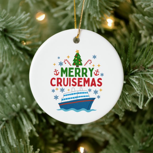 Merry Cruisemas Christmas Ceramic Ornament (Tree)
