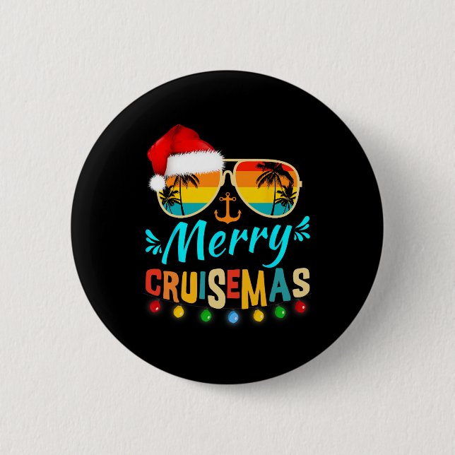 Merry Cruisemas Christmas Santa Reindeer Cruise  6 Cm Round Badge (Front)