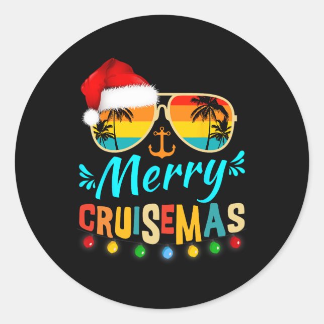 Merry Cruisemas Christmas Santa Reindeer Cruise  Classic Round Sticker (Front)