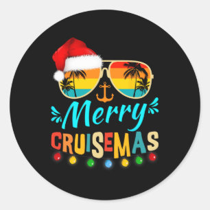 Merry Cruisemas Christmas Santa Reindeer Cruise  Classic Round Sticker