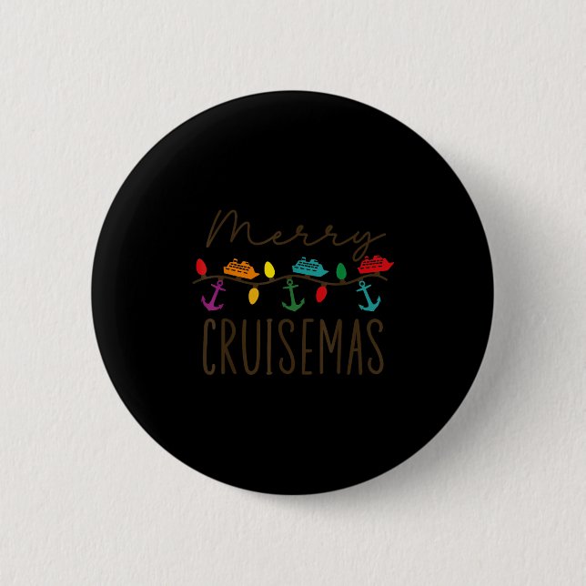 Merry Cruisemas Cruise Christmas Lights Matching F 6 Cm Round Badge (Front)