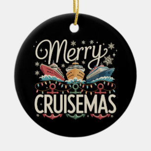 Merry Cruisemas Cruise Family Xmas Holiday Ceramic Ornament