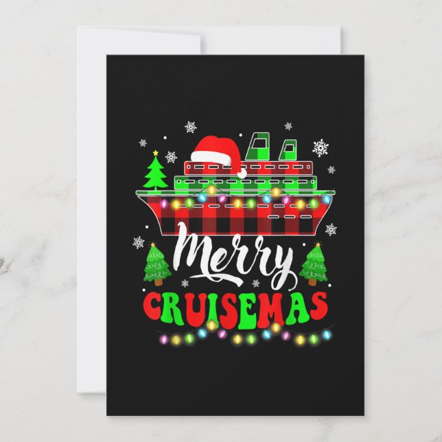 Merry Cruisemas Cruise Lover Santa Hat Plaid Chris Holiday Card (Front)
