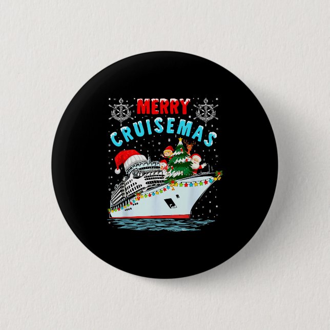 Merry Cruisemas Cruise Ship Family Christmas  6 Cm Round Badge (Front)