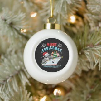 Merry Cruisemas Cruise Ship Family Christmas Ceramic Ball Christmas Ornament