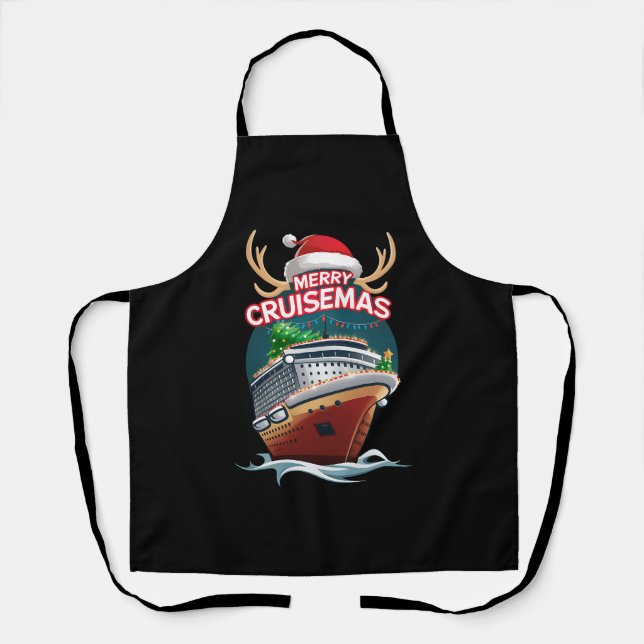 Merry Cruisemas Cruise Ship Family Christmas Funny Apron (Front)