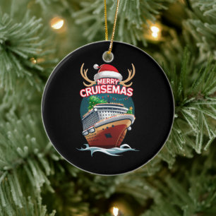 Merry Cruisemas Cruise Ship Family Christmas Funny Ceramic Ornament