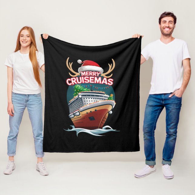 Merry Cruisemas Cruise Ship Family Christmas Funny Fleece Blanket (In Situ)