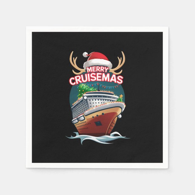 Merry Cruisemas Cruise Ship Family Christmas Funny Napkin (Front)