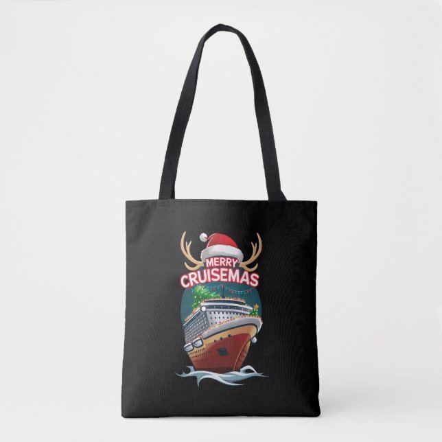 Merry Cruisemas Cruise Ship Family Christmas Funny Tote Bag (Front)