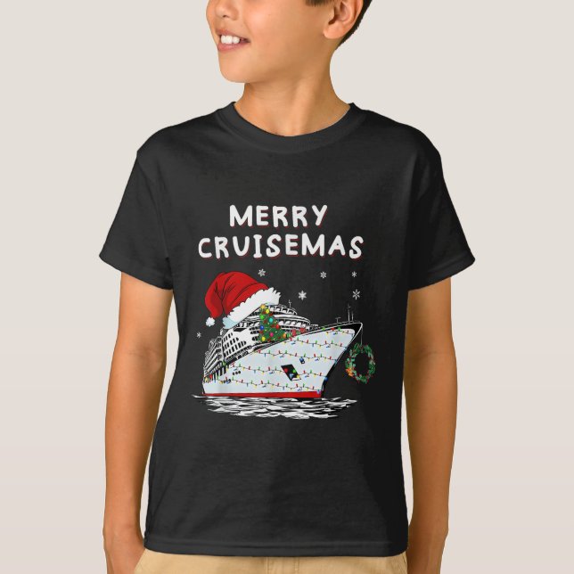 Merry Cruisemas Cruise Ship Santa Hat Christmas Ho T-Shirt (Front)