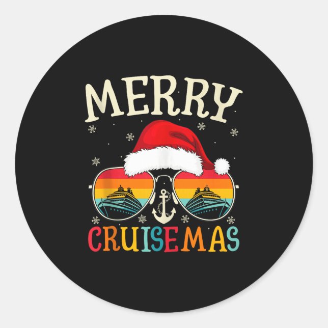 Merry Cruisemas Cruise Ship Vacation Cruising Chri Classic Round Sticker (Front)