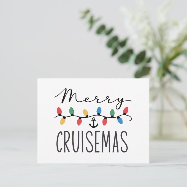 Merry Cruisemas Family Christmas Cruise Trip  Holiday Postcard (Standing Front)