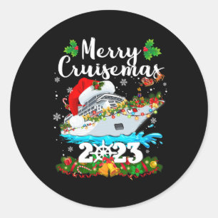 Merry Cruisemas Family Cruise Christmas 2023 Fun B Classic Round Sticker