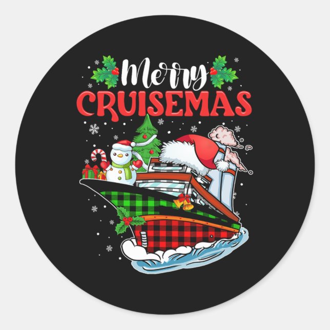 Merry Cruisemas Family Cruise Christmas Fun  Classic Round Sticker (Front)