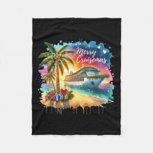 Merry Cruisemas Family Cruise Christmas Funny Boat Fleece Blanket