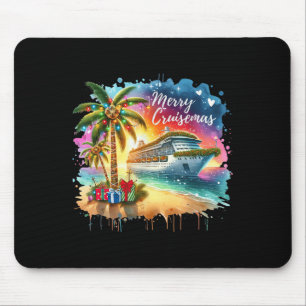 Merry Cruisemas Family Cruise Christmas Funny Boat Mouse Pad