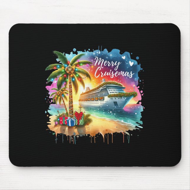 Merry Cruisemas Family Cruise Christmas Funny Boat Mouse Pad (Front)