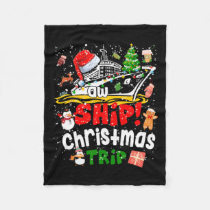 Merry Cruisemas Funny Cruise Ship Family Christmas Fleece Blanket