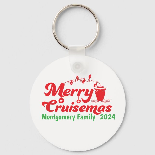 Merry Cruisemas Personalised Family  Key Ring (Front)