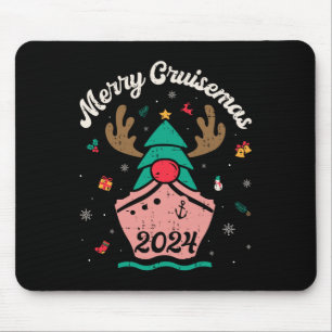Merry Cruisemas Retro Cruise Ship Family Christmas Mouse Pad