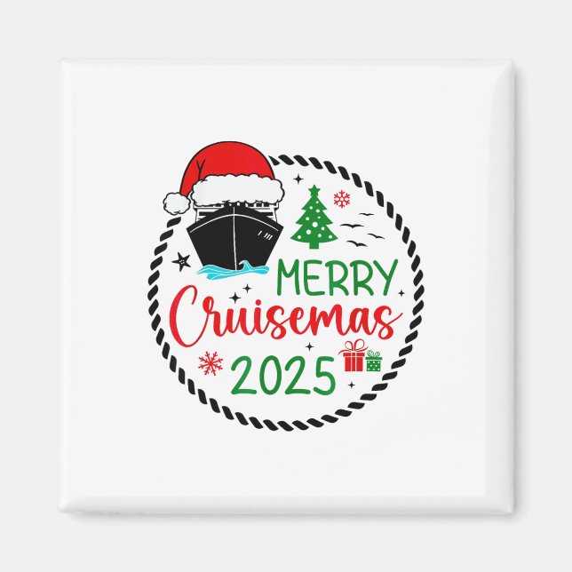 Merry Cruisemas Santa Hat Cruise Ship Christmas Cr Magnet (Front)