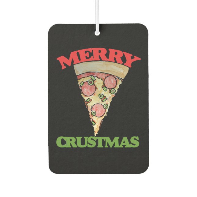 Merry Crustmas Christmas pizza Car Air Freshener (Front)
