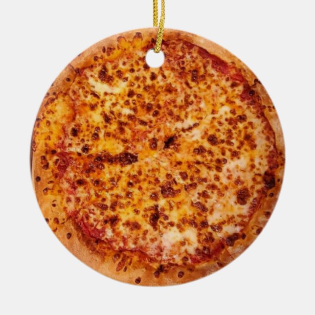 Merry Crustmas Deep Dish Cheese Pepperoni Pizza  Ceramic Ornament (Front)