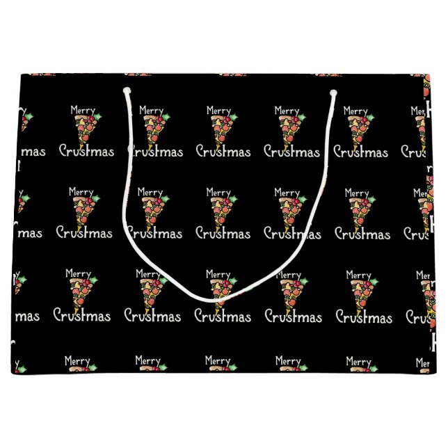 Merry Crustmas Pizza Christmas Large Gift Bag (Front)