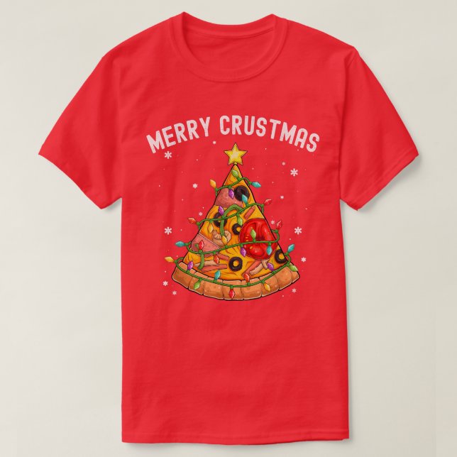 Merry Crustmas Pizza Christmas Tree Light Xmas Kid T-Shirt (Design Front)