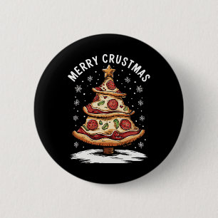 Merry Crustmas Pizza Christmas Tree Xmas Funny Piz 6 Cm Round Badge