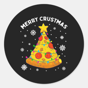 Merry Crustmas Pizza Christmas Tree Xmas Gifts Kid Classic Round Sticker