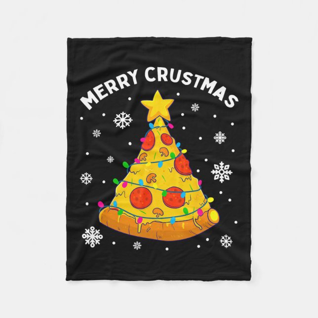 Merry Crustmas Pizza Christmas Tree Xmas Gifts Kid Fleece Blanket (Front)