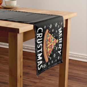 Merry Crustmas Pizza Christmas Tree Xmas Gifts Short Table Runner