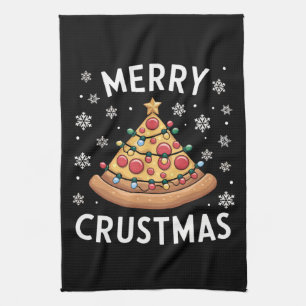 Merry Crustmas Pizza Christmas Tree Xmas Gifts  Tea Towel