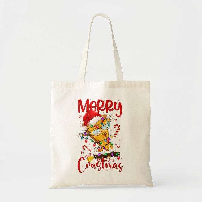 Merry Crustmas Pizza Christmas Tree Xmas Holiday P Tote Bag (Front)