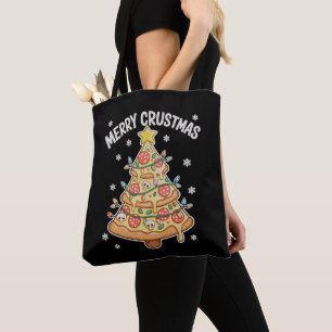 Merry Crustmas Pizza Christmas Xmas Tree Holiday Tote Bag